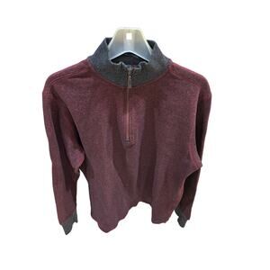 ROBERT GRAHAM 1/4 Zip Thermal Waffle Long Sleeve Pullover Shirt RED GREY MEDIUM